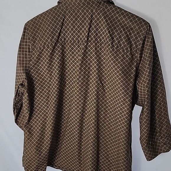 Pleated Smocked Soft Chocolate Brown Button Up Blouse Size PXL - Picture 5 of 8